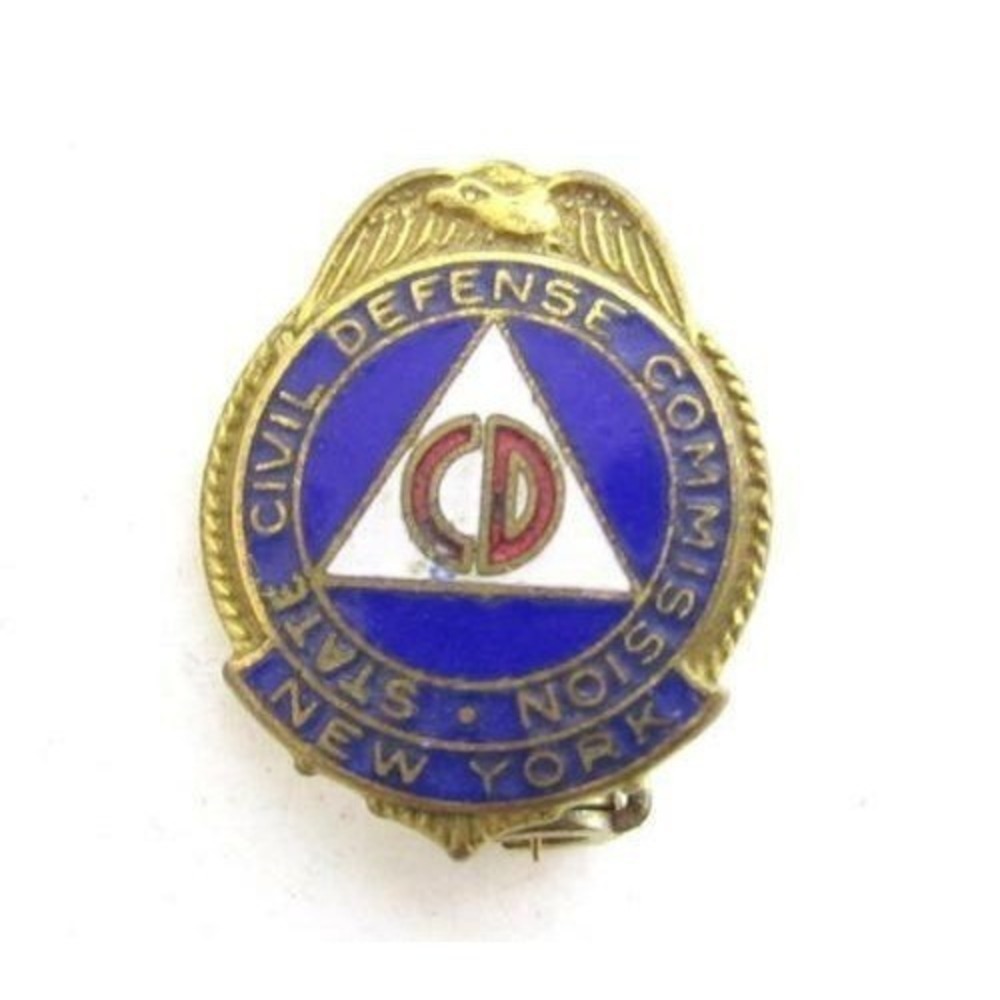 Vintage WWII State Civil Defense Commission New York Old Eagle Enamel Pin